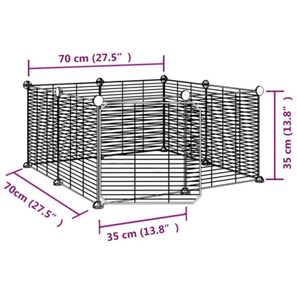 Huisdierenkooi Met Deur 8 Panelen 35X35 Cm Staal Zwart 1.5 cm 8 panelen met deur