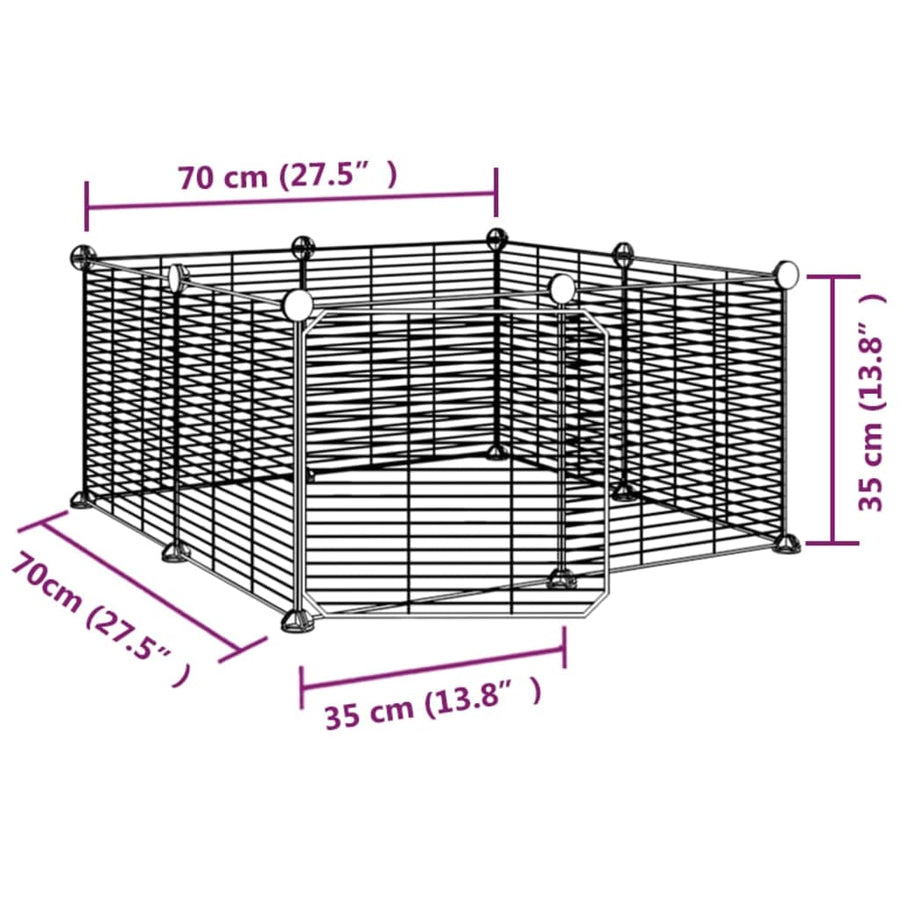 Huisdierenkooi Met Deur 8 Panelen 35X35 Cm Staal Zwart 1.5 cm 8 panelen met deur