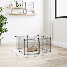 Huisdierenkooi Met Deur 8 Panelen 35X35 Cm Staal Zwart 1.5 cm 8 panelen met deur