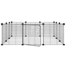 Huisdierenkooi met deur 12 panelen 35x35 cm staal zwart 1.5 cm