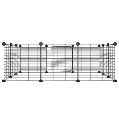 Huisdierenkooi met deur 12 panelen 35x35 cm staal zwart 1.5 cm