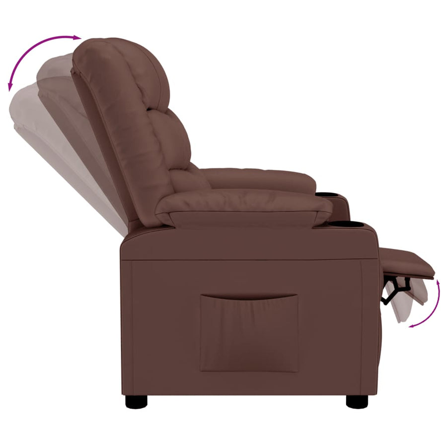 Fauteuil verstelbaar kunstleer bruin
