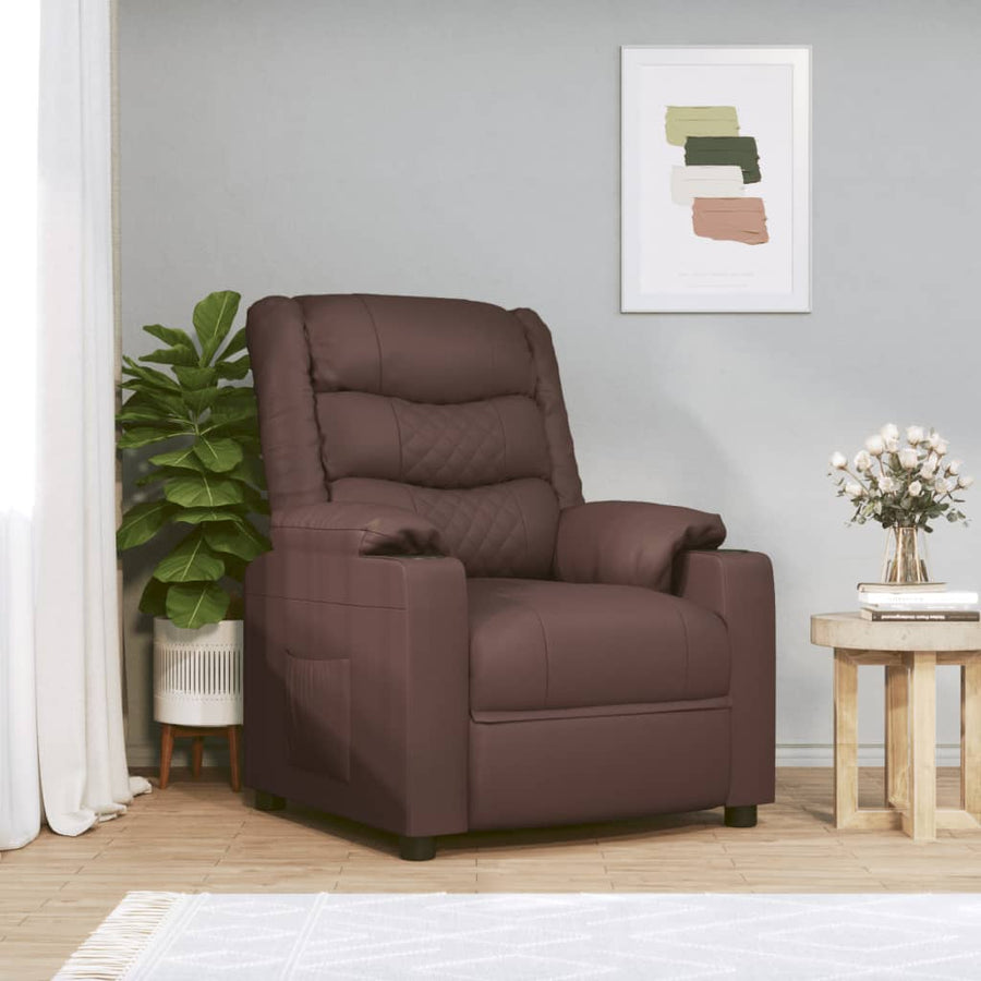 Fauteuil verstelbaar kunstleer bruin