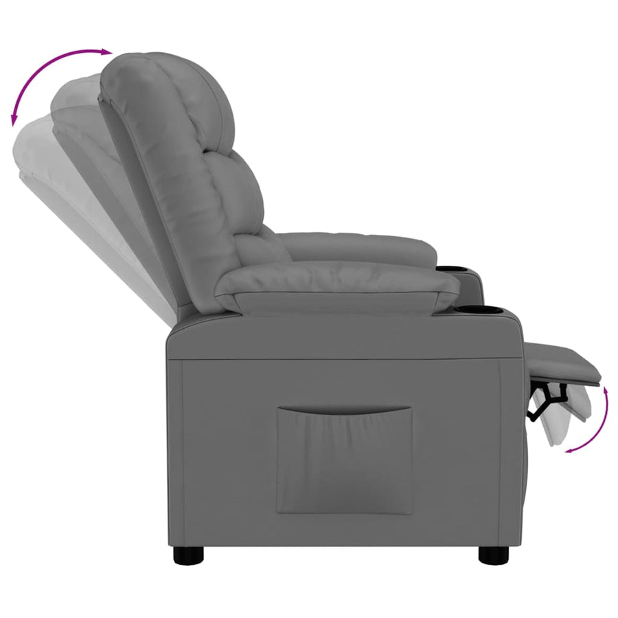 Fauteuil verstelbaar kunstleer grijs