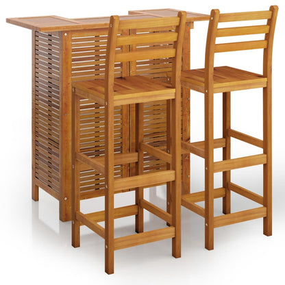 -Delige Tuinbarset Massief Acaciahout 3 Barstoelen met rugleuning