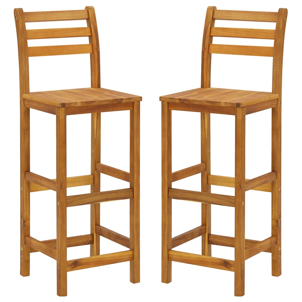-Delige Tuinbarset Massief Acaciahout 3 Barstoelen met rugleuning