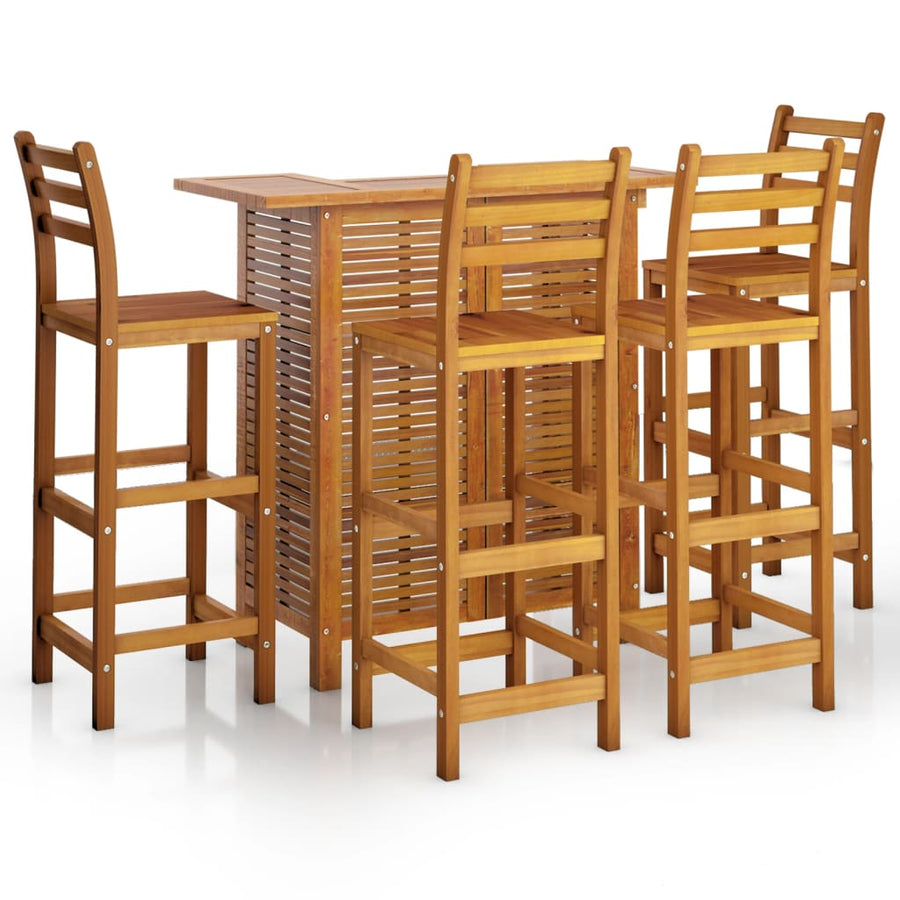 5-Delige Tuinbarset Massief Acaciahout Barstoelen met rugleuning