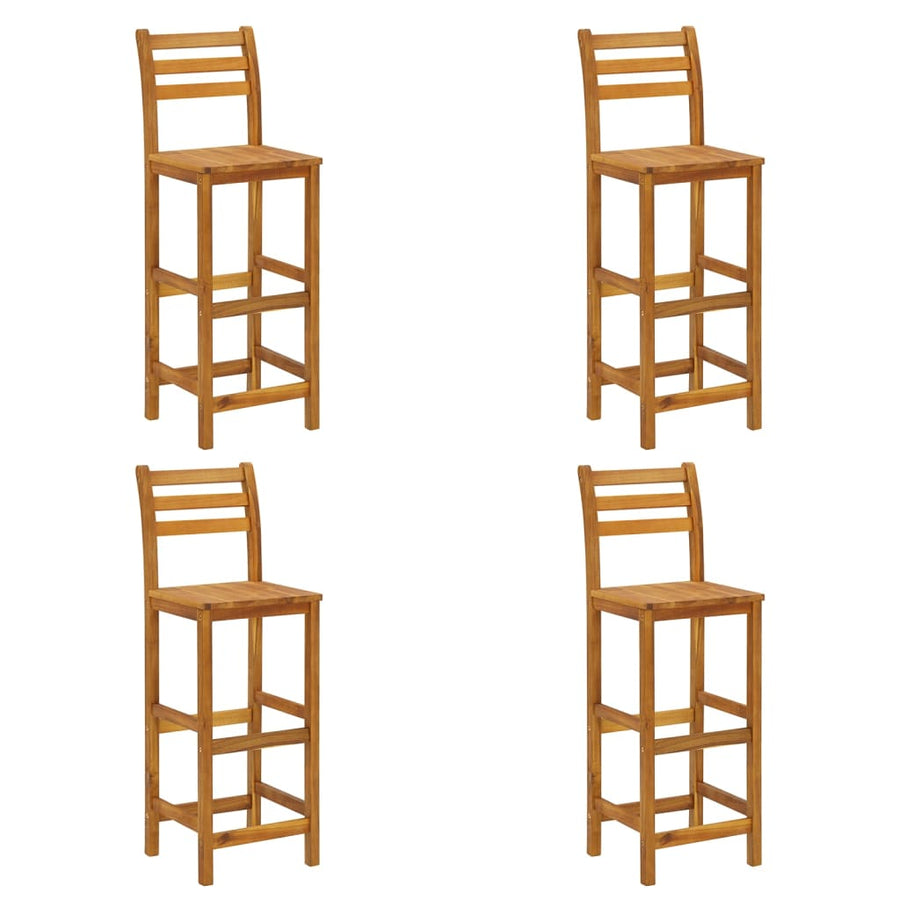 5-Delige Tuinbarset Massief Acaciahout Barstoelen met rugleuning