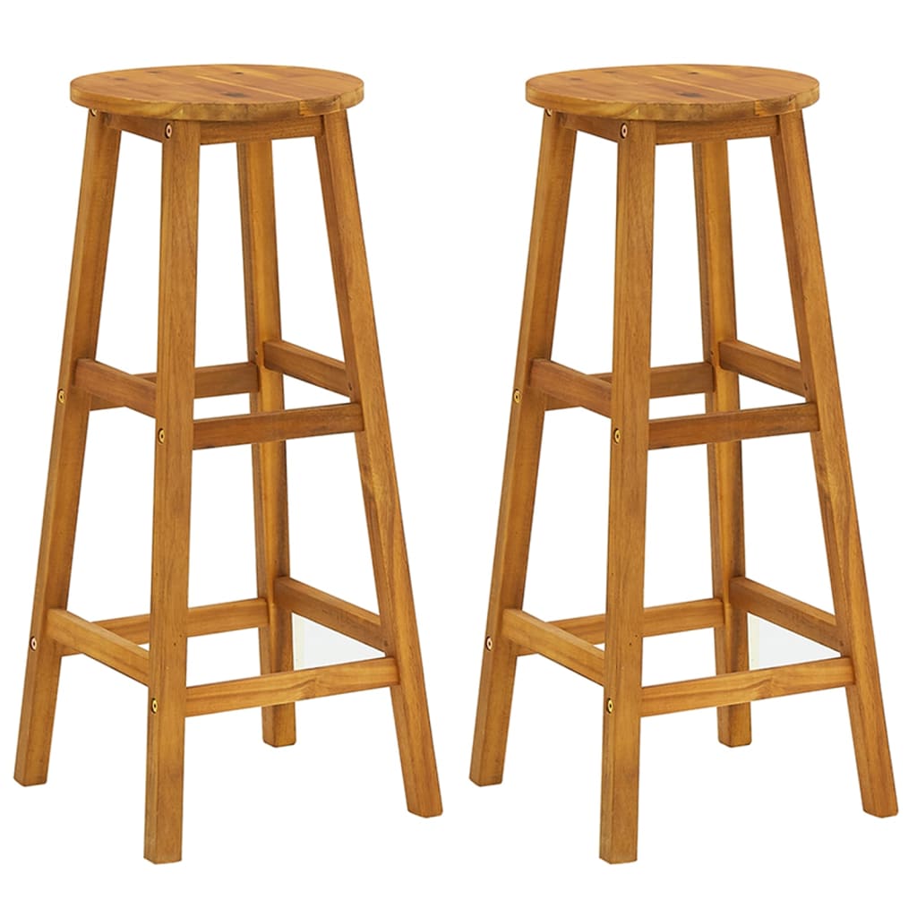 -Delige Tuinbarset Massief Acaciahout 3 Barkrukken met ronde zitting