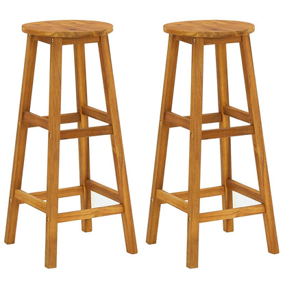 -Delige Tuinbarset Massief Acaciahout 3 Barkrukken met ronde zitting