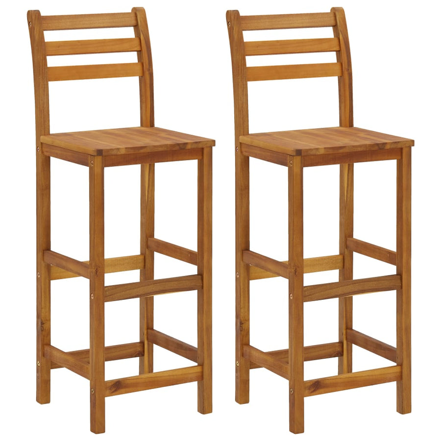 -Delige Balkonbarset Massief Acaciahout Barstoelen met rugleuning
