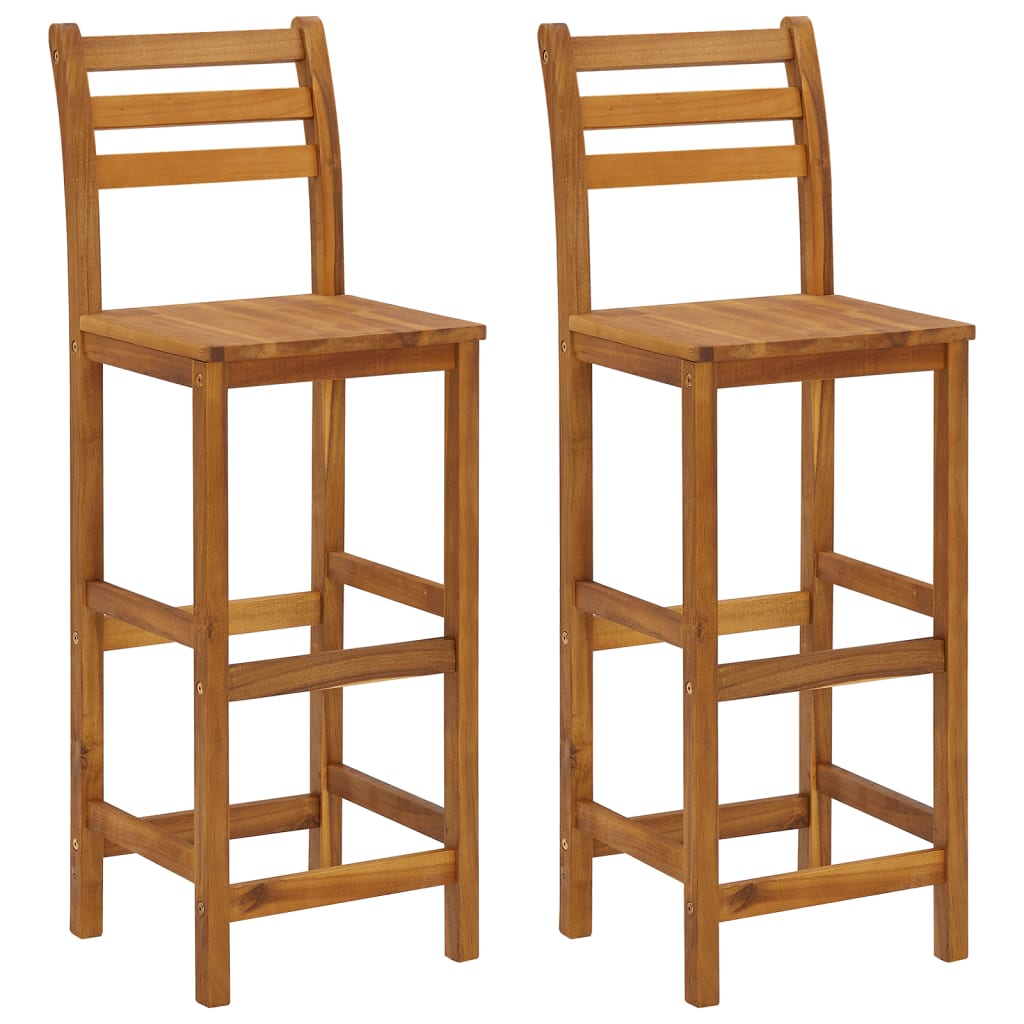 -Delige Tuinbarset Massief Acaciahout 3 Barstoelen met rugleuning