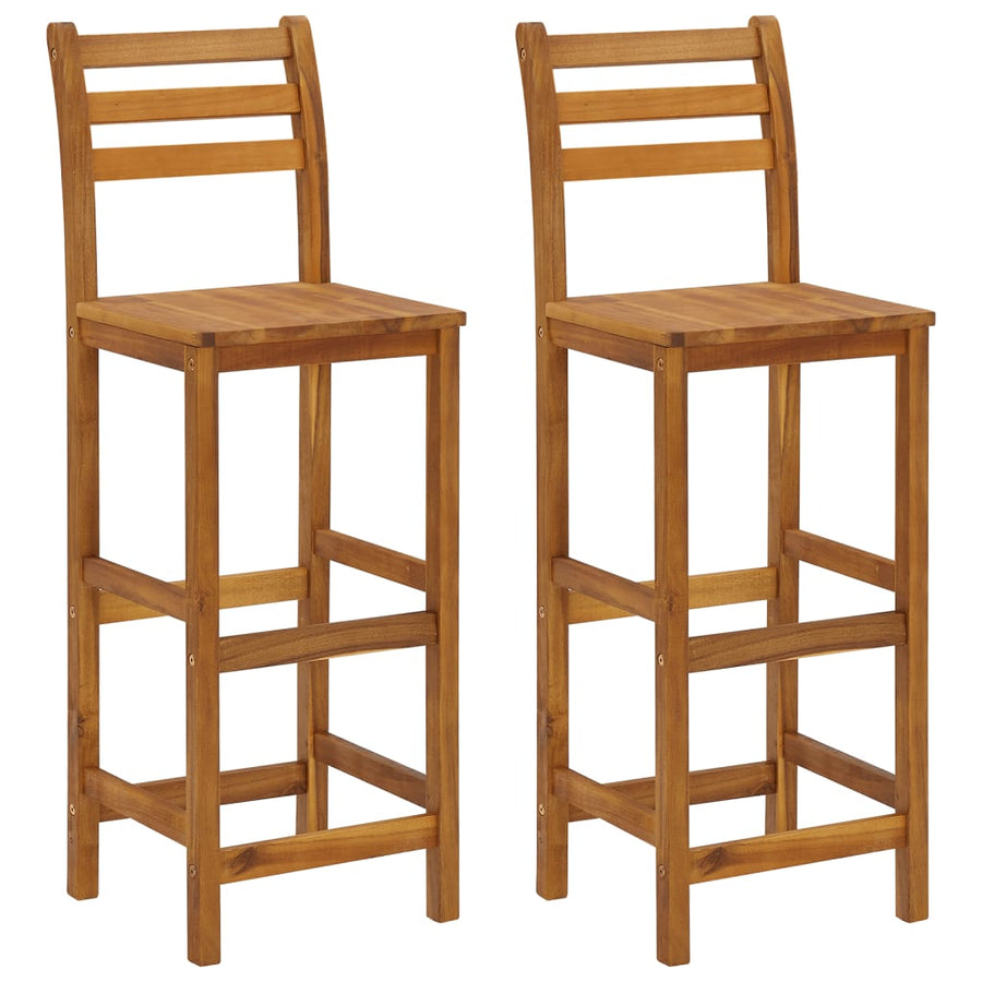-Delige Tuinbarset Massief Acaciahout 3 Barstoelen met rugleuning