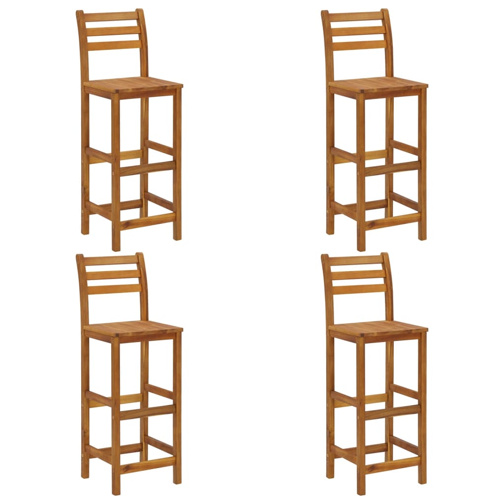 5-Delige Tuinbarset Massief Acaciahout Barstoelen met rugleuning