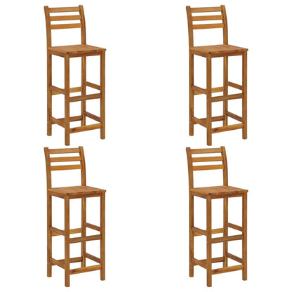 5-Delige Tuinbarset Massief Acaciahout Barstoelen met rugleuning