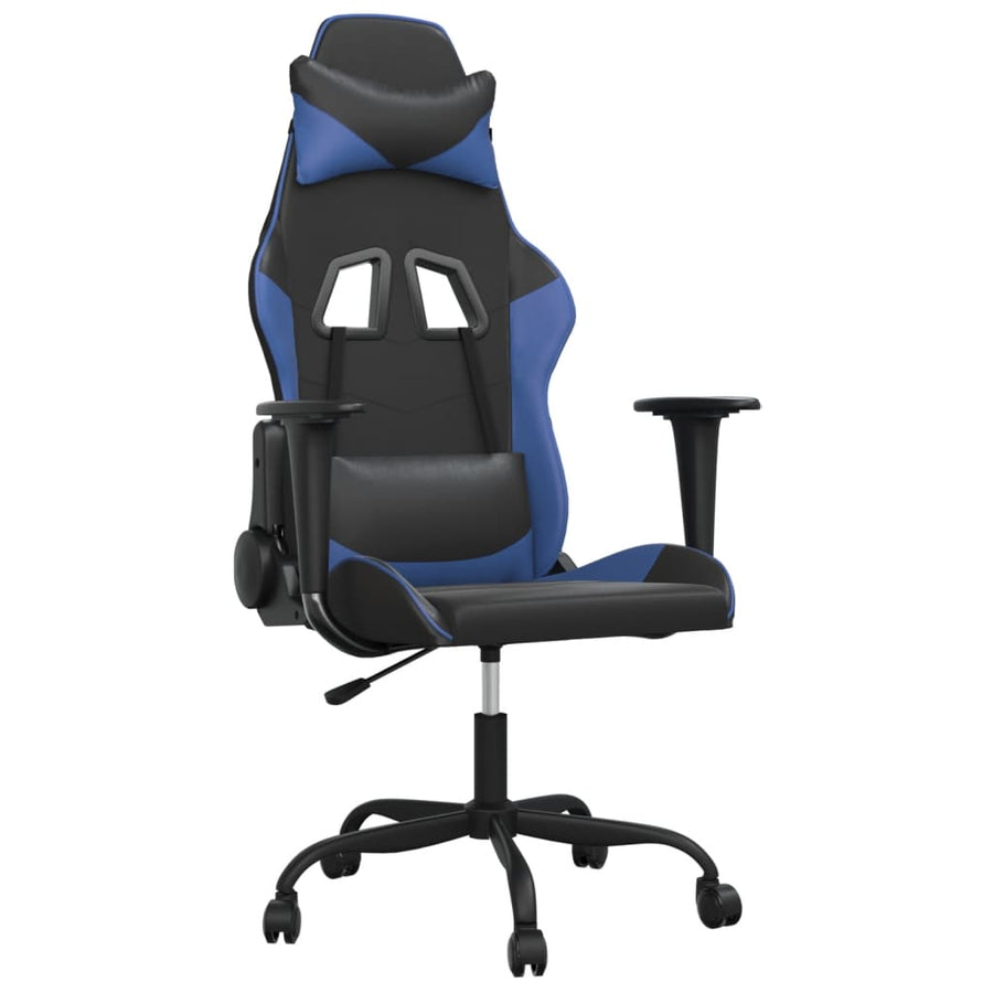 Massage gamestoel kunstleer zwart en blauw Zwart en blauw Zonder voetensteun