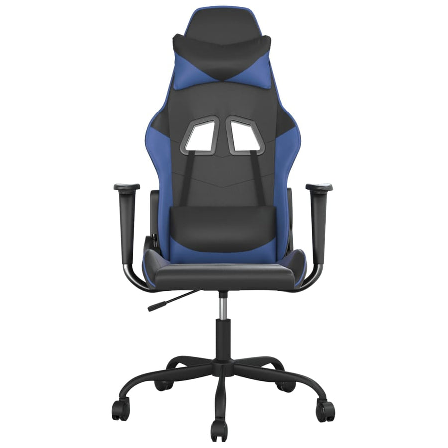 Massage gamestoel kunstleer zwart en blauw Zwart en blauw Zonder voetensteun