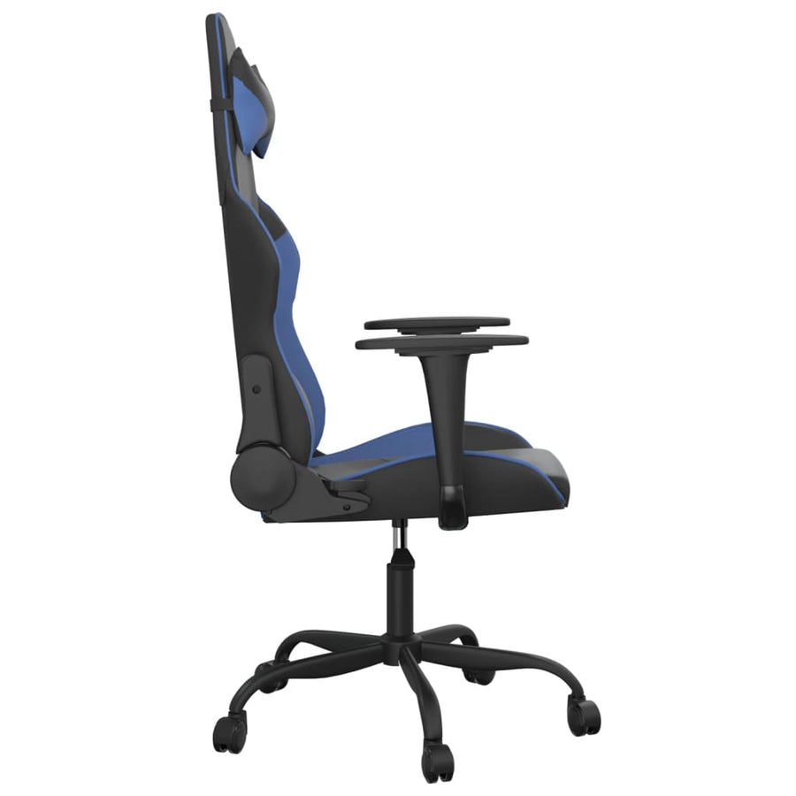 Massage gamestoel kunstleer zwart en blauw Zwart en blauw Zonder voetensteun