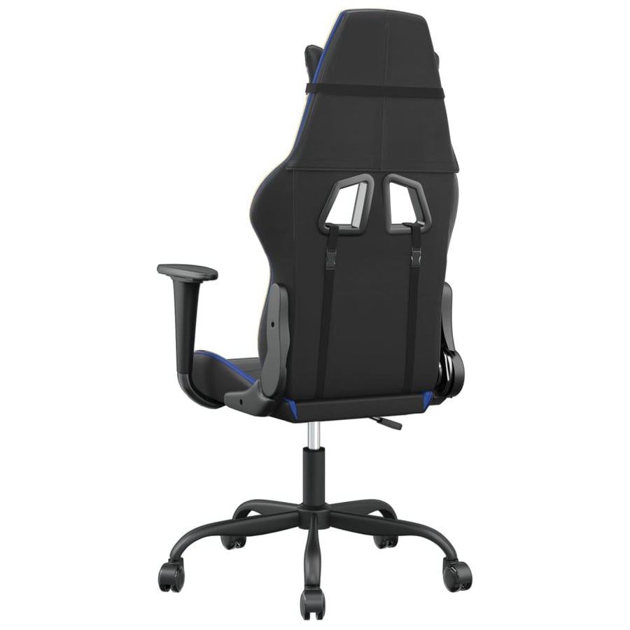 Massage gamestoel kunstleer zwart en blauw Zwart en blauw Zonder voetensteun