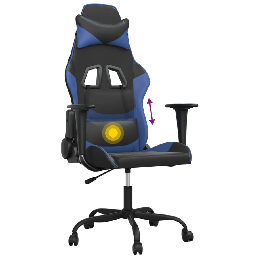Massage gamestoel kunstleer zwart en blauw Zwart en blauw Zonder voetensteun