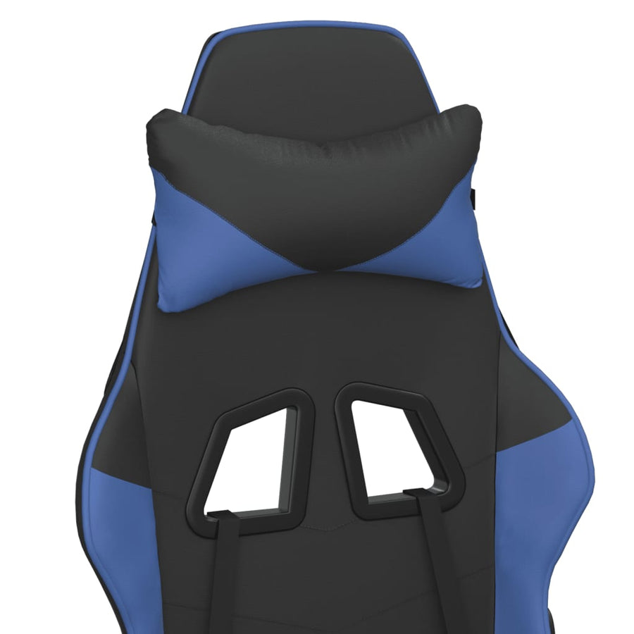 Massage gamestoel kunstleer zwart en blauw Zwart en blauw Zonder voetensteun