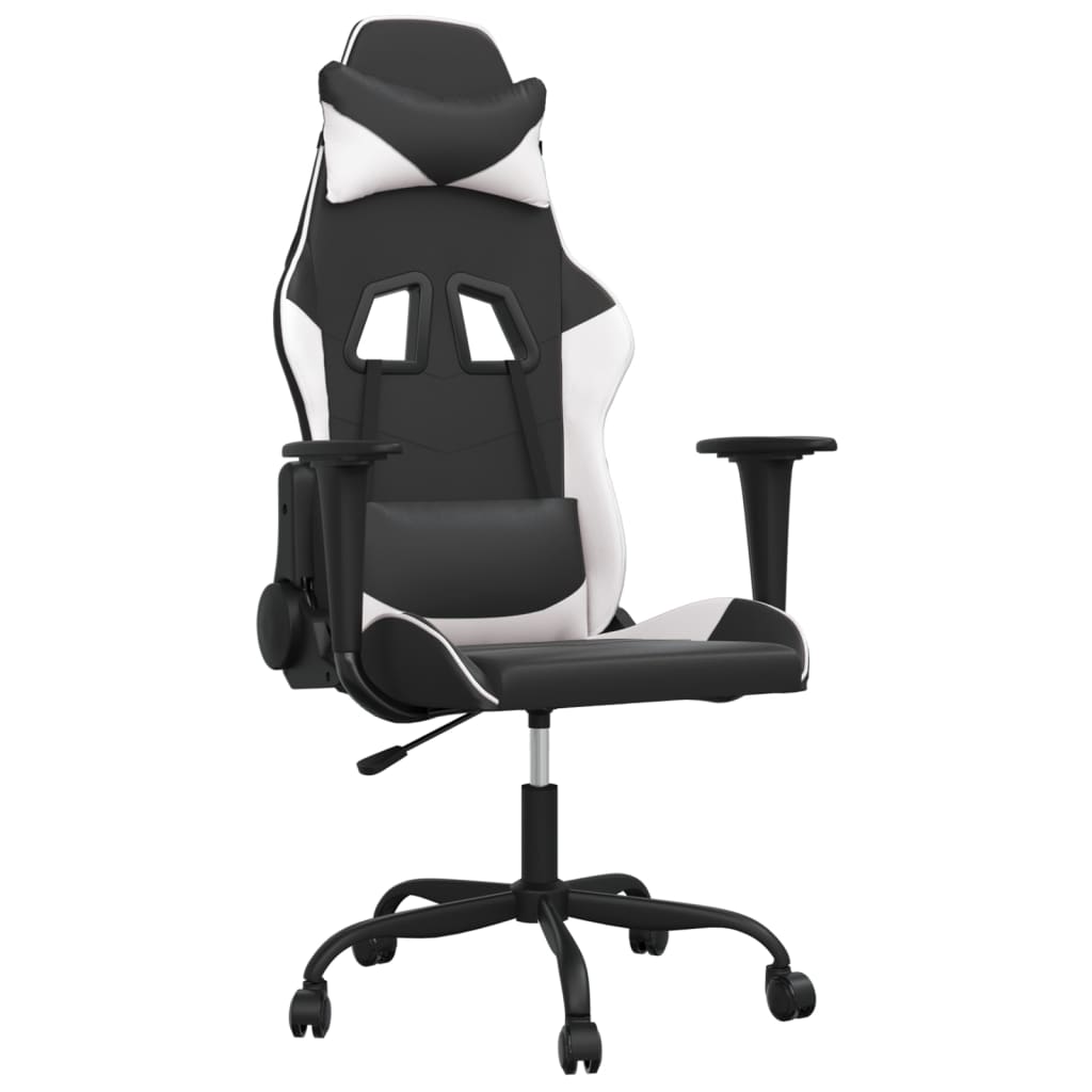Massage gamestoel kunstleer zwart en wit 1 Zwart en wit