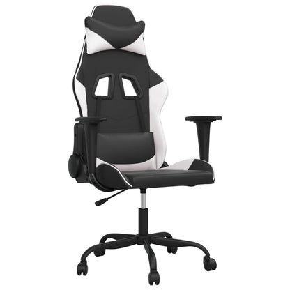 Massage gamestoel kunstleer zwart en wit 1 Zwart en wit