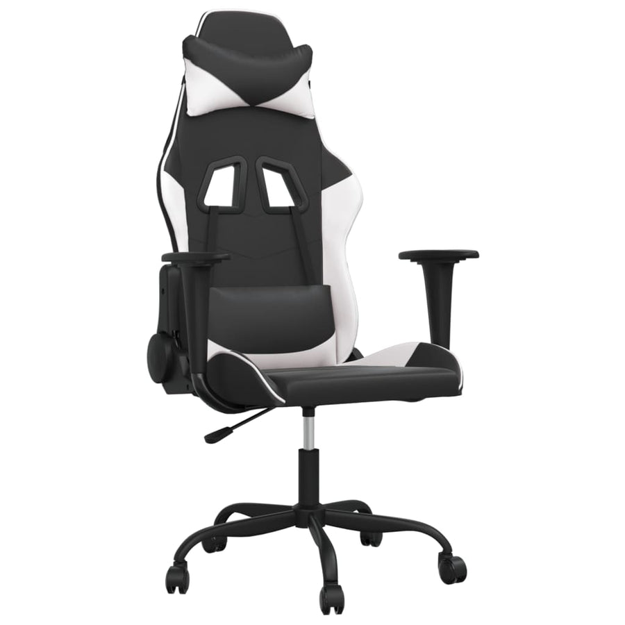 Massage gamestoel kunstleer zwart en wit 1 Zwart en wit