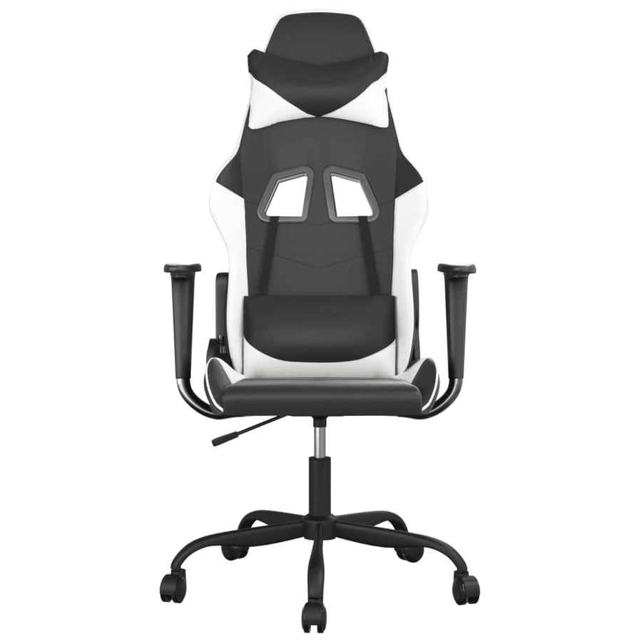 Massage gamestoel kunstleer zwart en wit 1 Zwart en wit