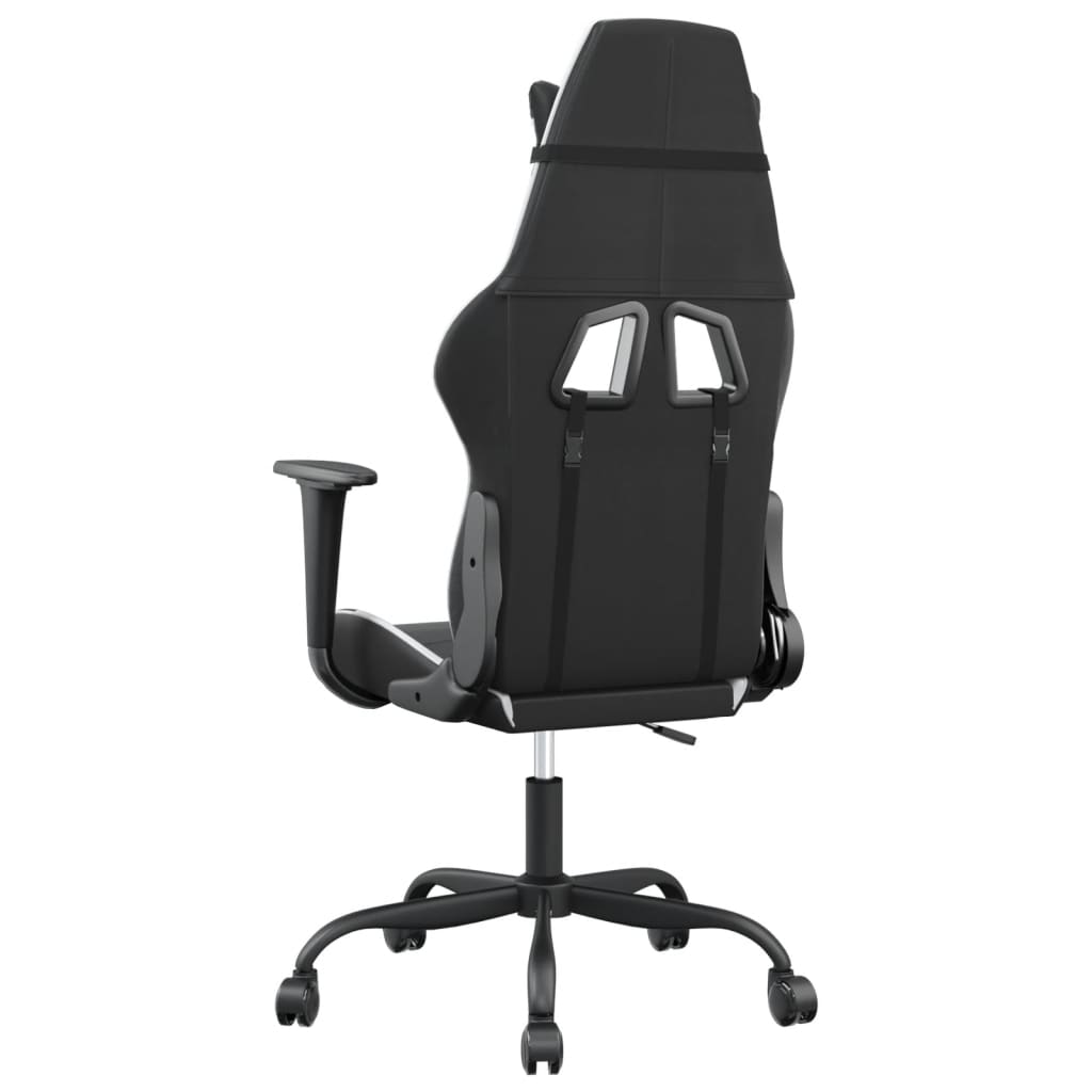 Massage gamestoel kunstleer zwart en wit 1 Zwart en wit