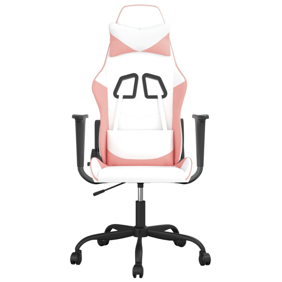 Massage gamestoel kunstleer wit en roze Wit en roze Zonder voetensteun