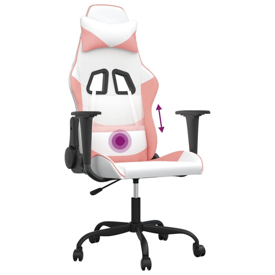 Massage gamestoel kunstleer wit en roze Wit en roze Zonder voetensteun