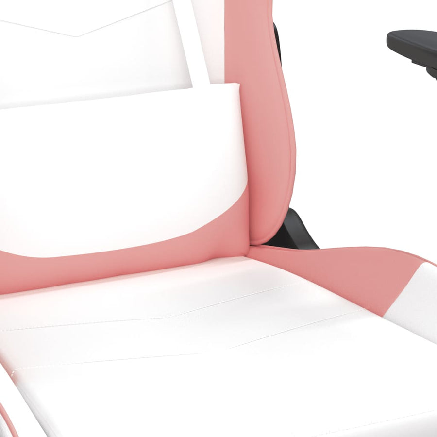 Massage gamestoel kunstleer wit en roze Wit en roze Zonder voetensteun