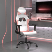 Gamestoel massage kunstleer wit roze 66.5x61x118-127.5 cm