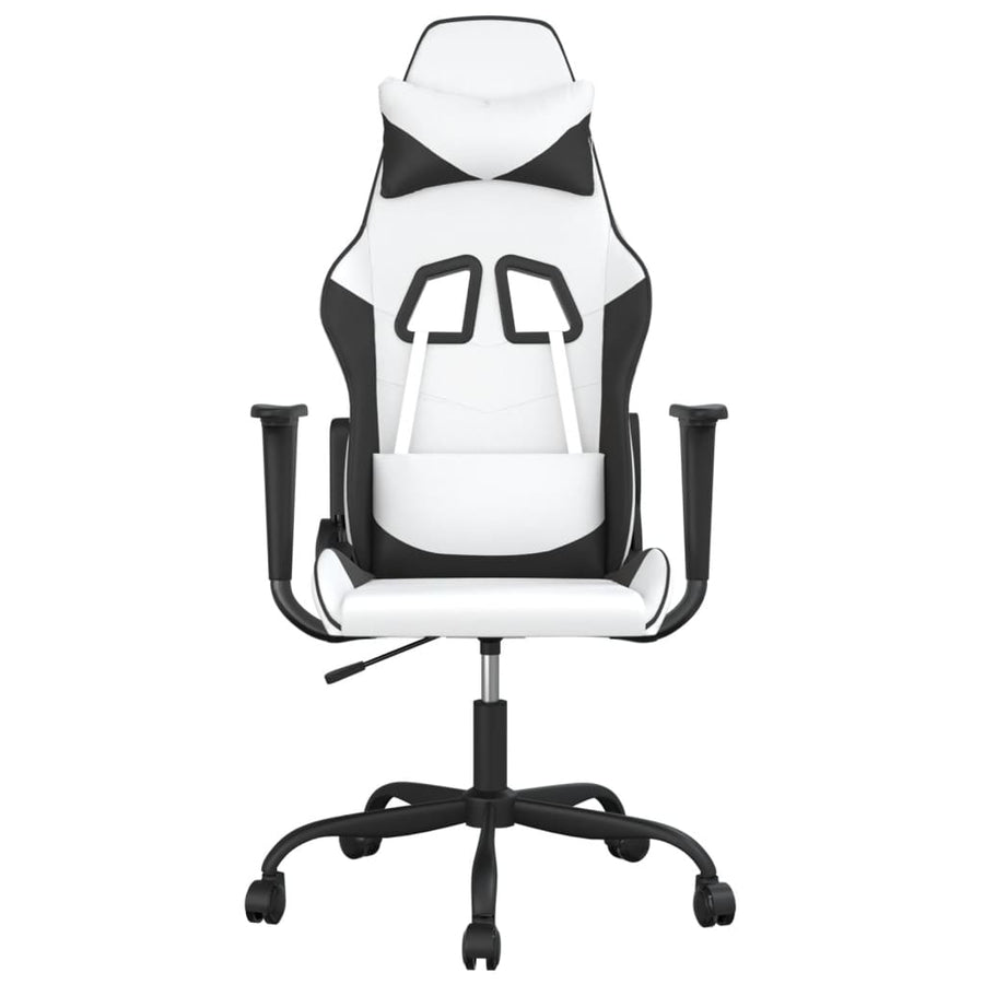 Massage gamestoel kunstleer wit en zwart Wit en zwart Zonder voetensteun