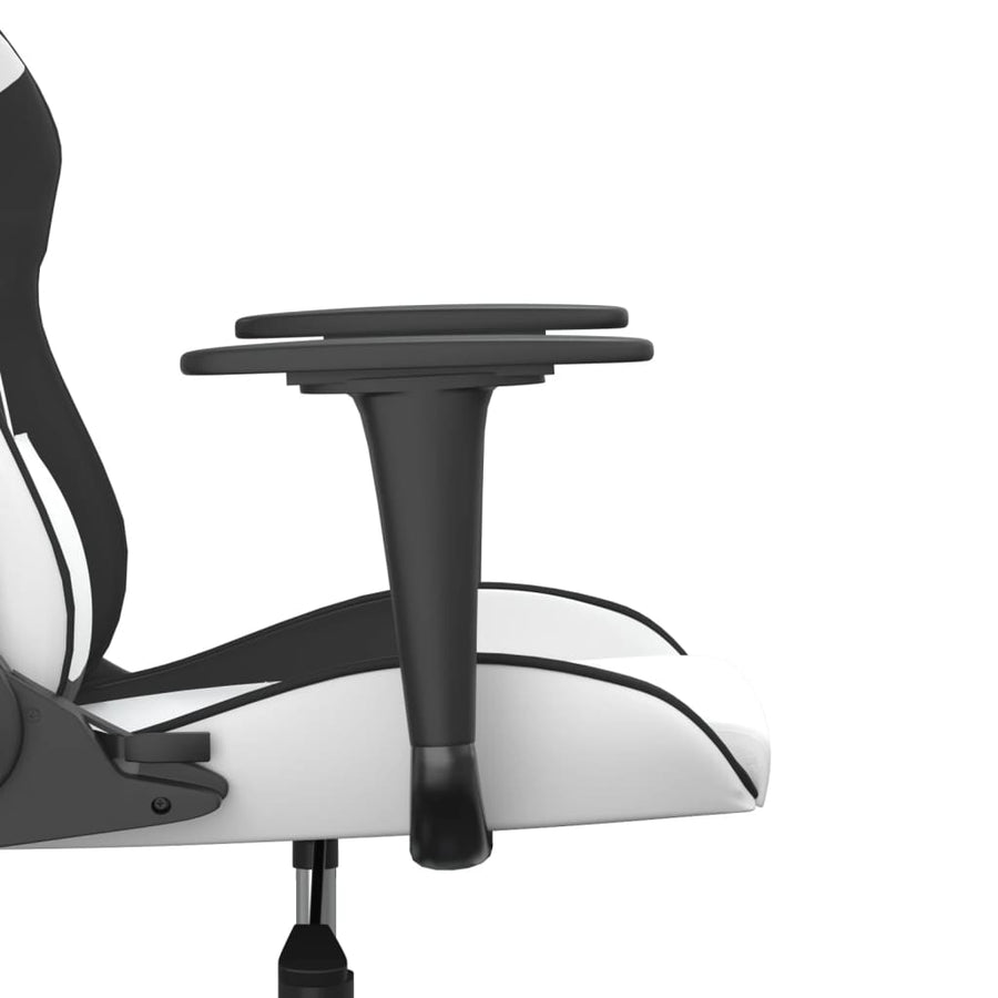 Massage gamestoel kunstleer wit en zwart Wit en zwart Zonder voetensteun