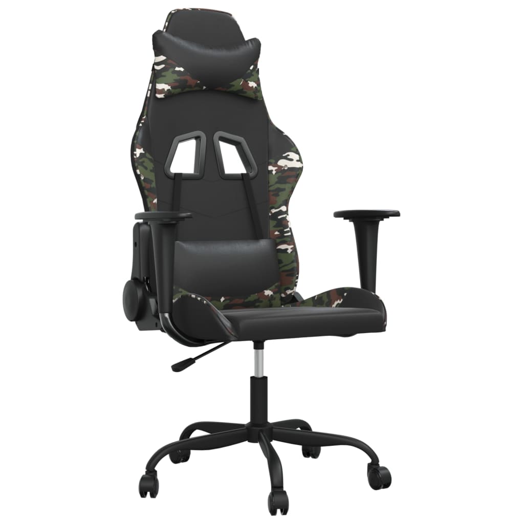 Massage gamestoel kunstleer zwart en camouflage 1 Zwart en camouflage