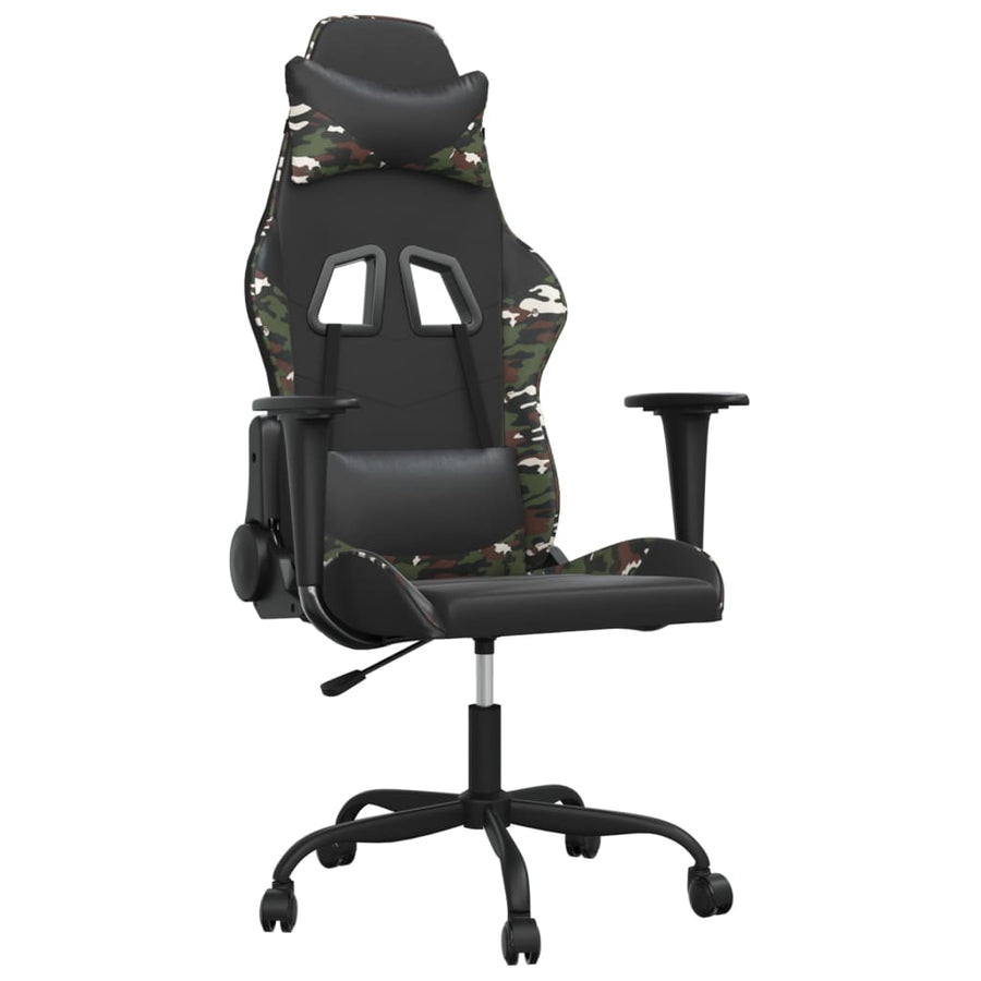 Massage gamestoel kunstleer zwart en camouflage 1 Zwart en camouflage
