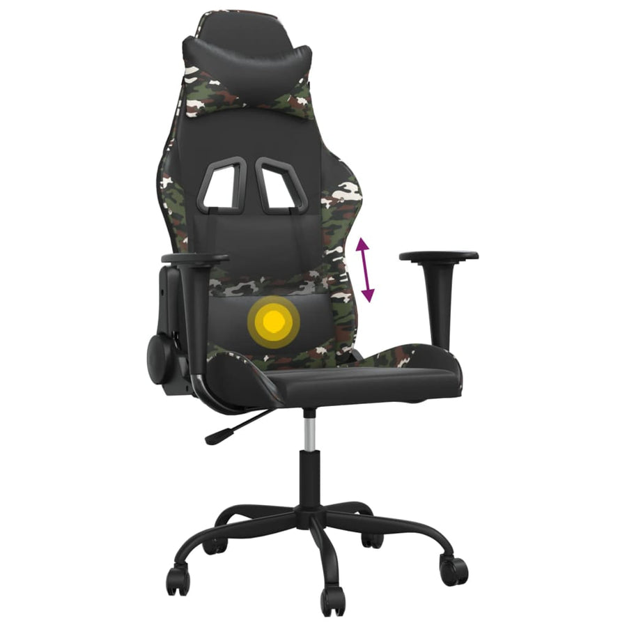 Massage gamestoel kunstleer zwart en camouflage 1 Zwart en camouflage
