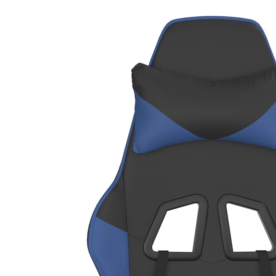 Massage gamestoel met voetensteun kunstleer zwart en blauw Zwart en blauw Met voetensteun