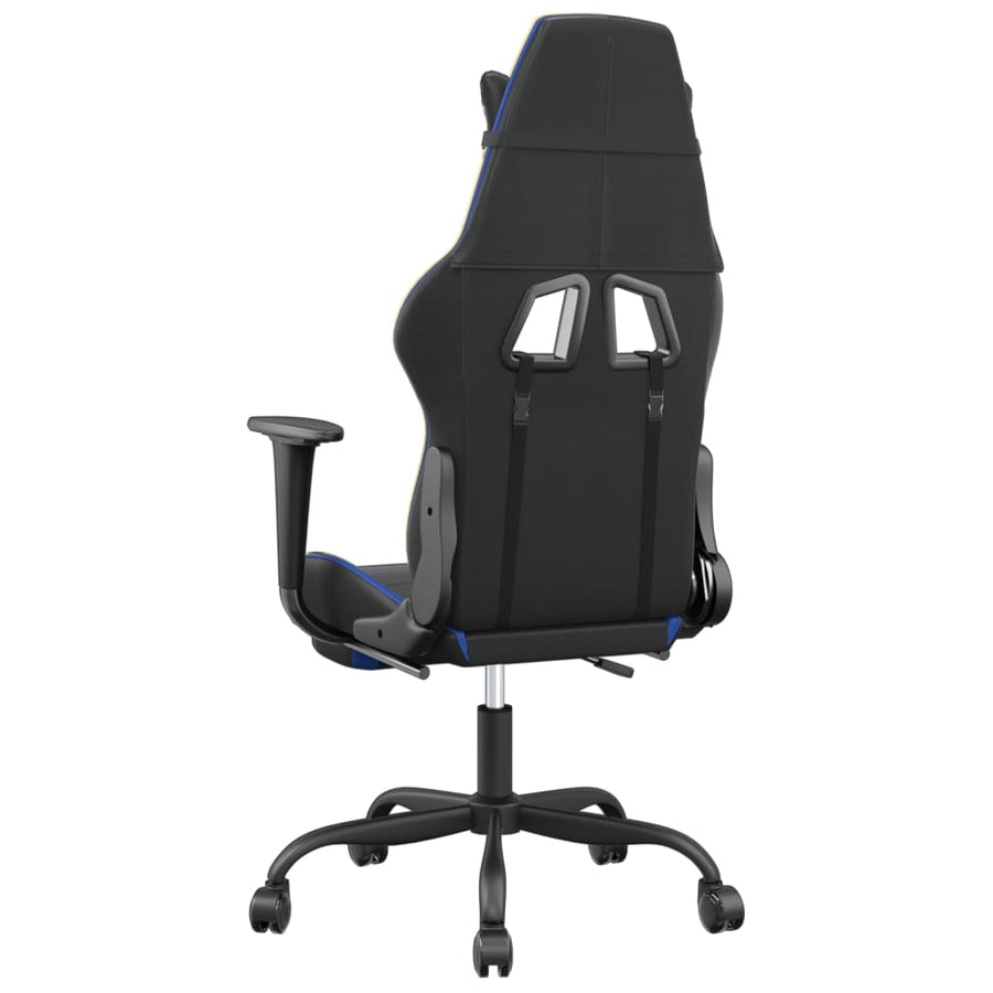 Massage gamestoel met voetensteun kunstleer zwart en blauw Zwart en blauw Met voetensteun