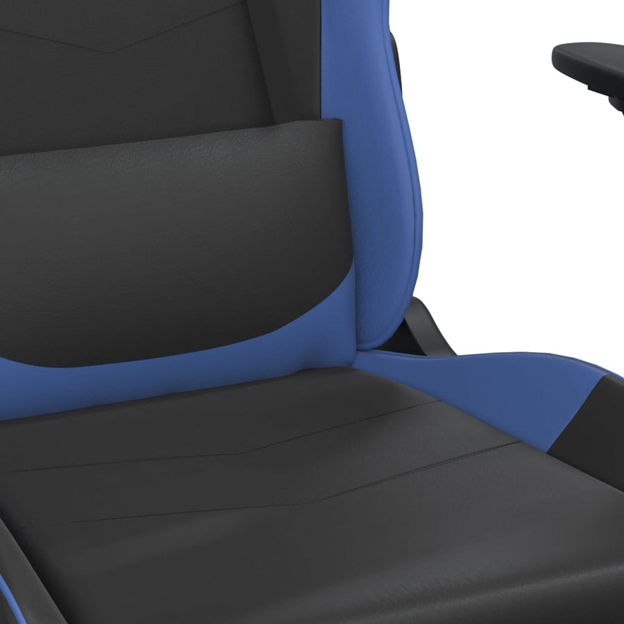 Massage gamestoel met voetensteun kunstleer zwart en blauw Zwart en blauw Met voetensteun