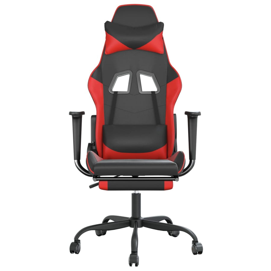 Massage Gamestoel Kunstleer Zwart en rood Met voetensteun
