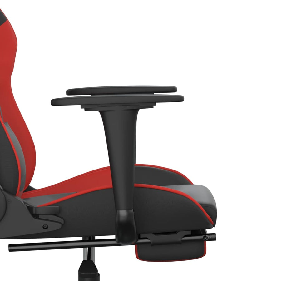 Massage Gamestoel Kunstleer Zwart en rood Met voetensteun