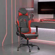 Gamestoel massage met voetensteun kunstleer zwart rood