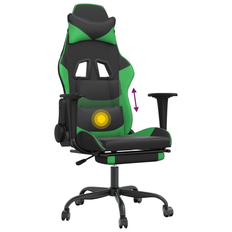 Massage Gamestoel Kunstleer Zwart en groen