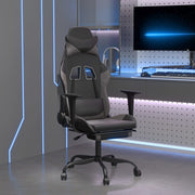 Gamestoel massage met voetensteun kunstleer zwart grijs