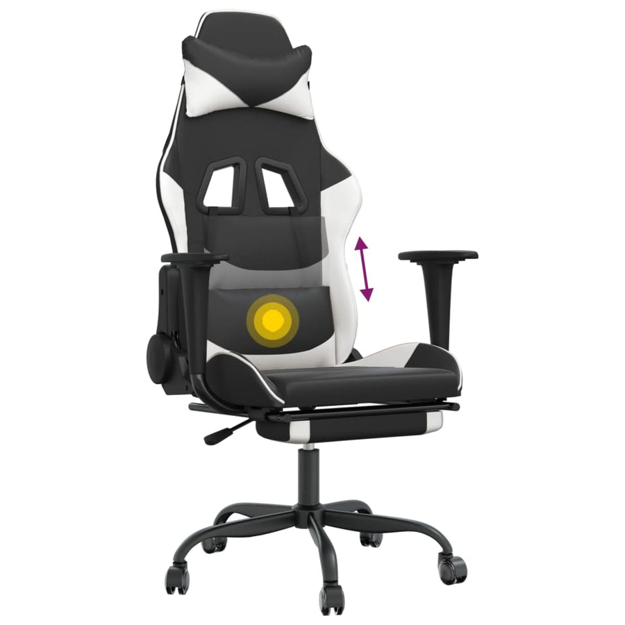 Massage Gamestoel Kunstleer & Zwart en wit