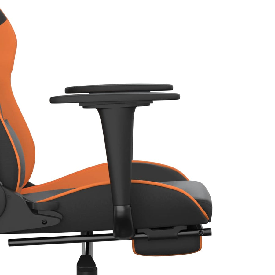 Massage Gamestoel Kunstleer Zwart en oranje Met voetensteun