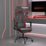 Gamestoel met massagefunctie en voetensteun kunstleer zwart wijnrood